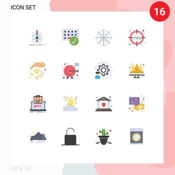 Modern Set of 16 Flat Colors Pictograph of finance target gadget target web Editable Pack of Creative Vector Design Elements