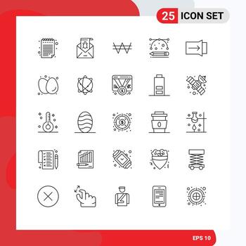 Pack of 25 Modern Lines Signs and Symbols for Web Print Media such as gesture development tools threat designing tools money Editable Vector Design Elements