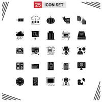 Pictogram Set of 25 Simple Solid Glyphs of archive travel media tickets passport Editable Vector Design Elements