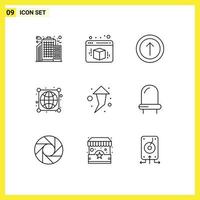 9 Universal Outline Signs Symbols of led up ui right connections Editable Vector Design Elements