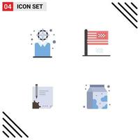 Set of 4 Vector Flat Icons on Grid for business contract personal decline file Editable Vector Design Elements