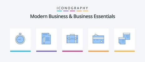 Modern Business And Business Essentials Blue 5 Icon Pack Including marketing. case. edit. business. write. Creative Icons Design vector