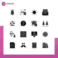 Set of 16 Modern UI Icons Symbols Signs for balance envelope decorate email communication Editable Vector Design Elements