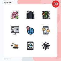 9 User Interface Filledline Flat Color Pack of modern Signs and Symbols of develop coding company app ui Editable Vector Design Elements