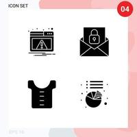 Group of 4 Solid Glyphs Signs and Symbols for web clothes warning envelope chart Editable Vector Design Elements