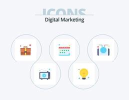 diseño de iconos de paquete de iconos planos de marketing digital 5. en todo el mundo. negocio. fecha. cita vector