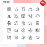 25 líneas universales establecidas para aplicaciones web y móviles elementos de diseño de vectores editables clave de playa de seguridad de palma de primavera