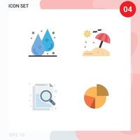 Universal Icon Symbols Group of 4 Modern Flat Icons of drop search water vacation business Editable Vector Design Elements