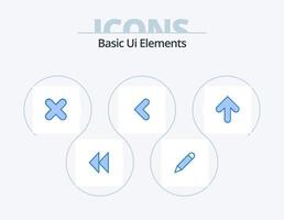 elementos básicos de la interfaz de usuario paquete de iconos azules 5 diseño de iconos. flecha. izquierda. Eliminar. palabra de fondo flecha vector