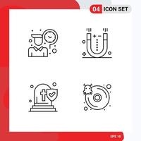 Pictogram Set of 4 Simple Filledline Flat Colors of employee death working physics insurance Editable Vector Design Elements