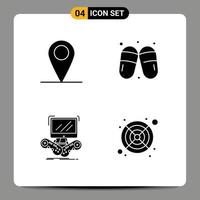 4 Thematic Vector Solid Glyphs and Editable Symbols of global gaming world sauna multiplayer Editable Vector Design Elements