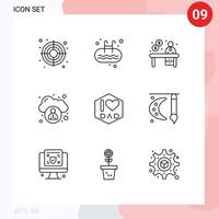 9 User Interface Outline Pack of modern Signs and Symbols of fathers day dad business user administration Editable Vector Design Elements