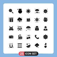 Modern Set of 25 Solid Glyphs and symbols such as cell invest weapon insurance diamond Editable Vector Design Elements