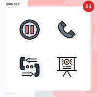 Modern Set of 4 Filledline Flat Colors and symbols such as media contact call ui phone Editable Vector Design Elements