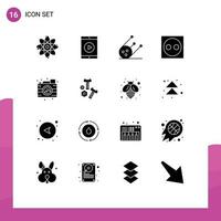 Pack of 16 Modern Solid Glyphs Signs and Symbols for Web Print Media such as process hardware science equipment electric Editable Vector Design Elements