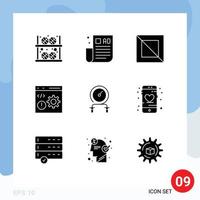 Pictogram Set of 9 Simple Solid Glyphs of fast development tips develop browser Editable Vector Design Elements