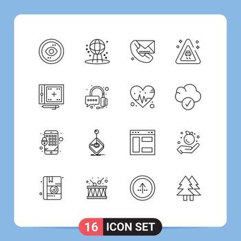 Outline Pack of 16 Universal Symbols of coding road world signaling communication Editable Vector Design Elements