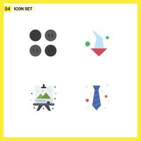 Modern Set of 4 Flat Icons Pictograph of buttons arts arrow down dress Editable Vector Design Elements