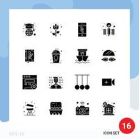 16 Thematic Vector Solid Glyphs and Editable Symbols of declaration codex communications book idea Editable Vector Design Elements