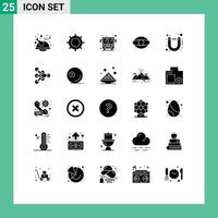 25 Universal Solid Glyphs Set for Web and Mobile Applications study magnet bus vision face Editable Vector Design Elements