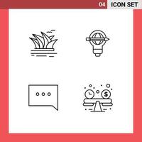 Stock Vector Icon Pack of 4 Line Signs and Symbols for citysets light opera house pen chat Editable Vector Design Elements