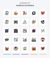 Creative Medical 25 Line FIlled icon pack  Such As pulse. beat. pills. tooth. health vector