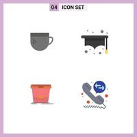 Set of 4 Commercial Flat Icons pack for cup wash basic student call deflection Editable Vector Design Elements