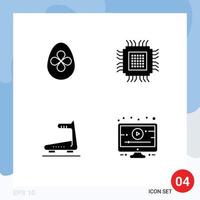 4 User Interface Solid Glyph Pack of modern Signs and Symbols of decoration machine egg data track Editable Vector Design Elements