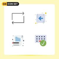 4 User Interface Flat Icon Pack of modern Signs and Symbols of arrow scratch pad arrow letter connected Editable Vector Design Elements