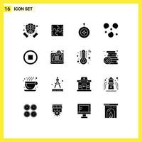 User Interface Pack of 16 Basic Solid Glyphs of basic ice solve hail shield Editable Vector Design Elements