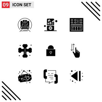 paquete de interfaz de usuario de 9 glifos sólidos básicos de twitter grave amplificador de volumen cruzado elementos de diseño vectorial editables vector