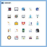 Pictogram Set of 25 Simple Flat Colors of paper data global security business audit Editable Vector Design Elements