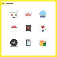 Stock Vector Icon Pack of 9 Line Signs and Symbols for bag food server farming weather Editable Vector Design Elements