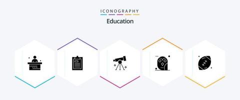 Education 25 Glyph icon pack including night. animal. page. study. research vector