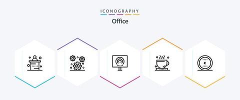 Office 25 Line icon pack including business. office. desktop. drink. stream vector