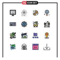 User Interface Pack of 16 Basic Flat Color Filled Lines of communication user research search vegetable Editable Creative Vector Design Elements
