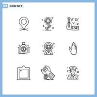 Universal Icon Symbols Group of 9 Modern Outlines of loan dollar music news money news Editable Vector Design Elements