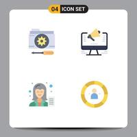 4 User Interface Flat Icon Pack of modern Signs and Symbols of configuration offer setting website blogger Editable Vector Design Elements