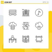 Outline Pack of 9 Universal Symbols of cloud living key home cloud Editable Vector Design Elements