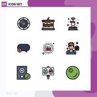 Set of 9 Modern UI Icons Symbols Signs for data add on message chat Editable Vector Design Elements