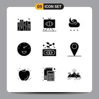 Modern Set of 9 Solid Glyphs Pictograph of dollar speed television performance weather Editable Vector Design Elements