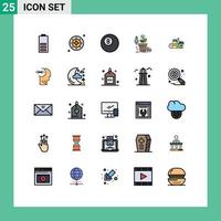 User Interface Pack of 25 Basic Filled line Flat Colors of profit growth space financial billiard Editable Vector Design Elements