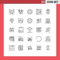 25 Thematic Vector Lines and Editable Symbols of medal chemistry promo biology user Editable Vector Design Elements