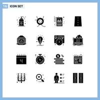 Set of 16 Vector Solid Glyphs on Grid for banking road financial path infrastructure Editable Vector Design Elements