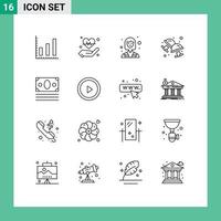 16 Universal Outline Signs Symbols of online ecommerce industry jewelry cufflink Editable Vector Design Elements