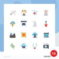 Group of 16 Modern Flat Colors Set for focus light full idea rule Editable Pack of Creative Vector Design Elements