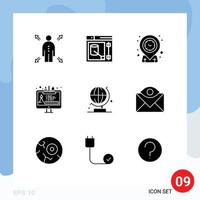 9 iconos creativos signos y símbolos modernos de ciencia ubicación mundial herramienta de edición herramienta elementos de diseño vectorial editables vector