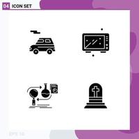 Pictogram Set of 4 Simple Solid Glyphs of auto analysis vehicle food develop Editable Vector Design Elements