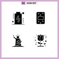 User Interface Pack of 4 Basic Solid Glyphs of battery of level pack usa Editable Vector Design Elements