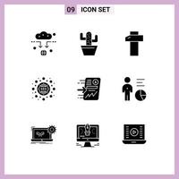 9 Thematic Vector Solid Glyphs and Editable Symbols of report file carpentry seo package optimization Editable Vector Design Elements